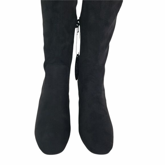 Alfani Boots Womens 6 M Black Over-the-Knee Novaa Faux Suede Square Toe - Picture 3 of 10